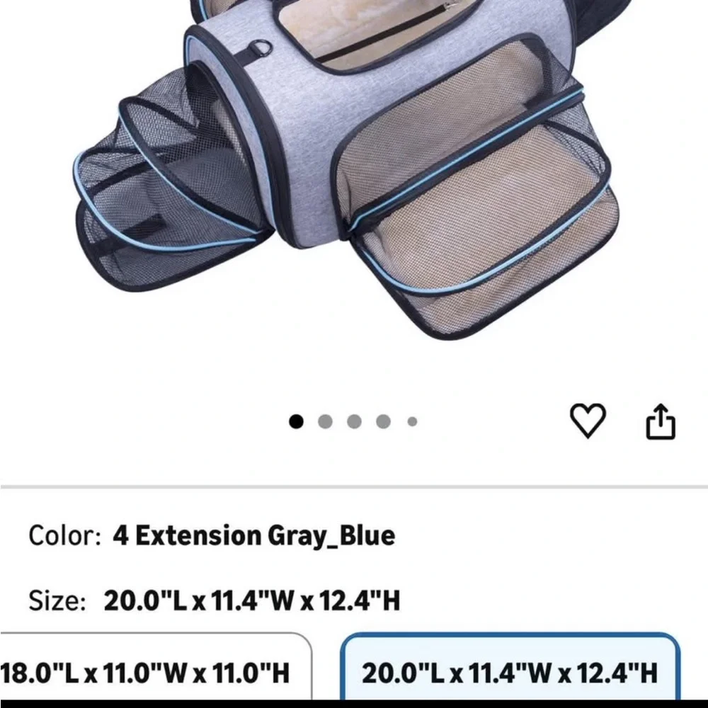 Expandable Gray Pet Carrier TSA Approved